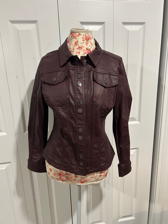 White House Black Market Jackets & Blazers - White House Black Market Women's Faux Leather Jacket in Deep Plum